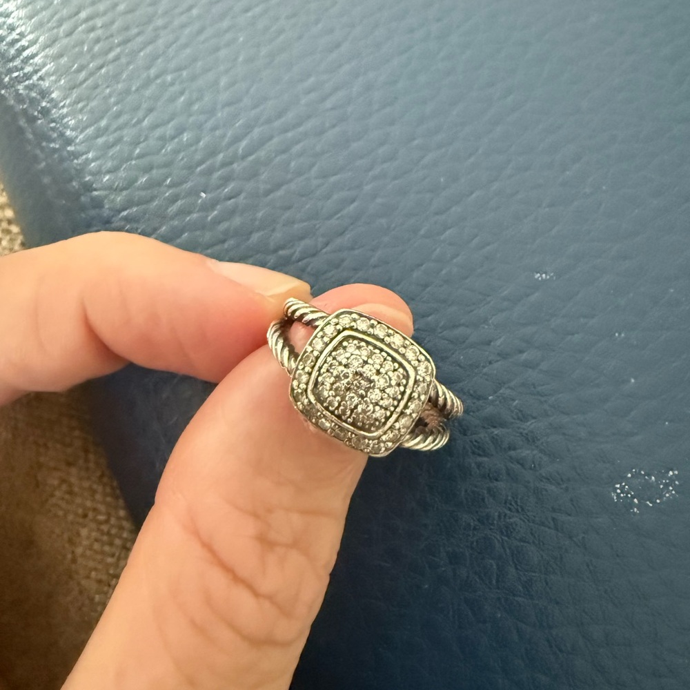 David Yurman Petite Albion Ring with Diamonds in Silver, 7mm